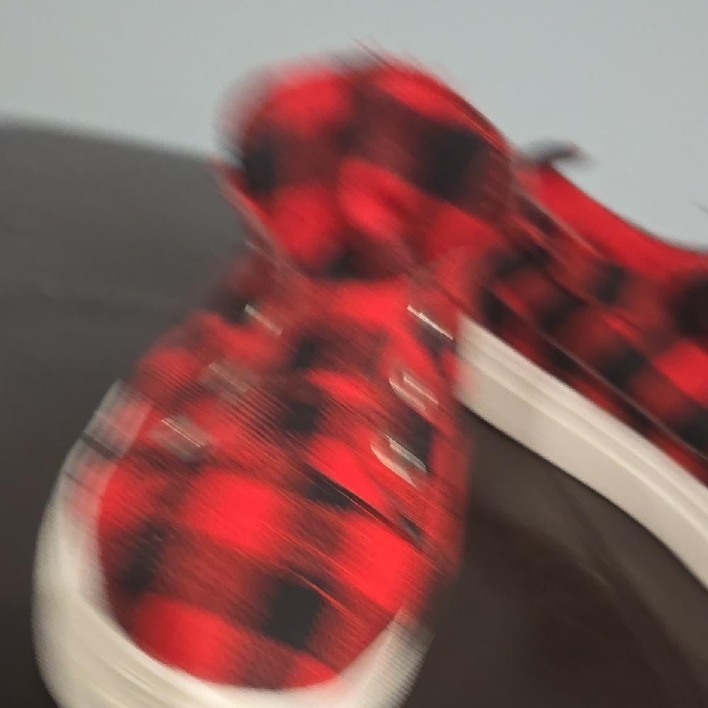 Red and Black Plaid Sneakers with Platform Sole - Picture 4 of 6